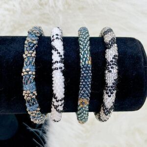 HAND CRAFTED in Nepal Beaded Bracelets (set of 4) BLGR3